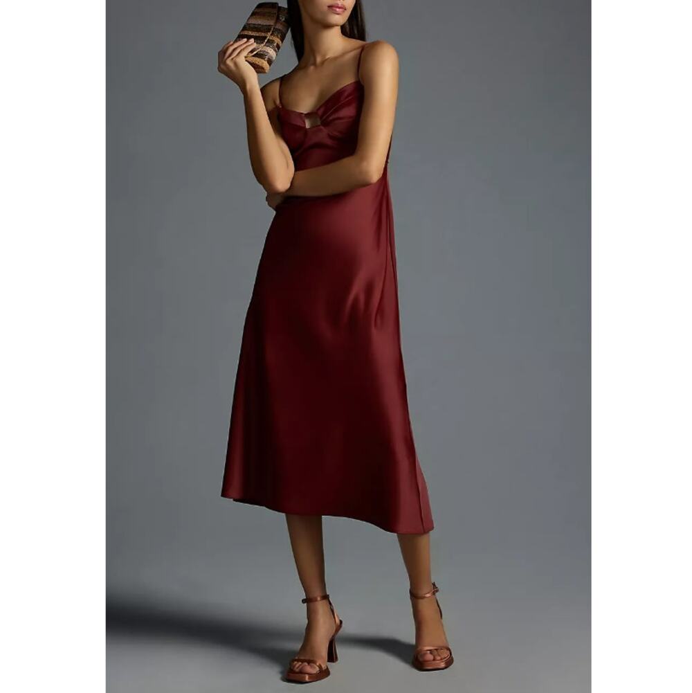 New By Anthropologie Dark Orange Corset Slip Dress "FallCore" Size 2